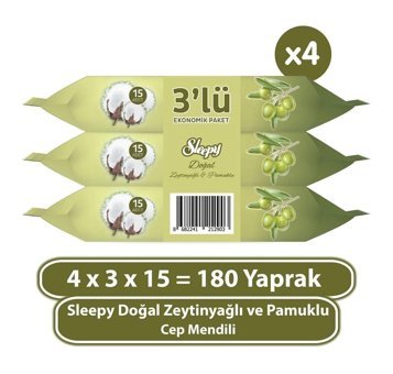 Sleepy Doğal Zeytinyağlı 180 Yaprak 12'li Islak Mendil