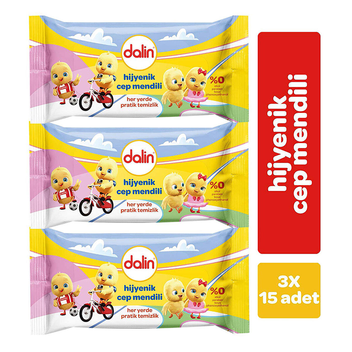 Dalin 45 Yaprak 3'lü Cep Islak Mendil