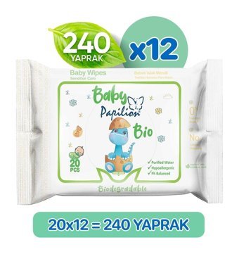 Papilion Bio 240 Yaprak 12'li Islak Mendil
