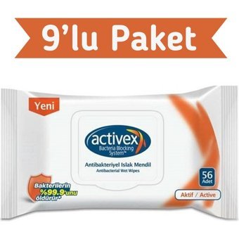Activex Antibakteriyel 504 Yaprak 9'lu Islak Mendil