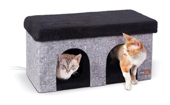 K&H Isıtmalı Dikdörtgen Tek Katlı İç Mekan Kedi Evi Gri