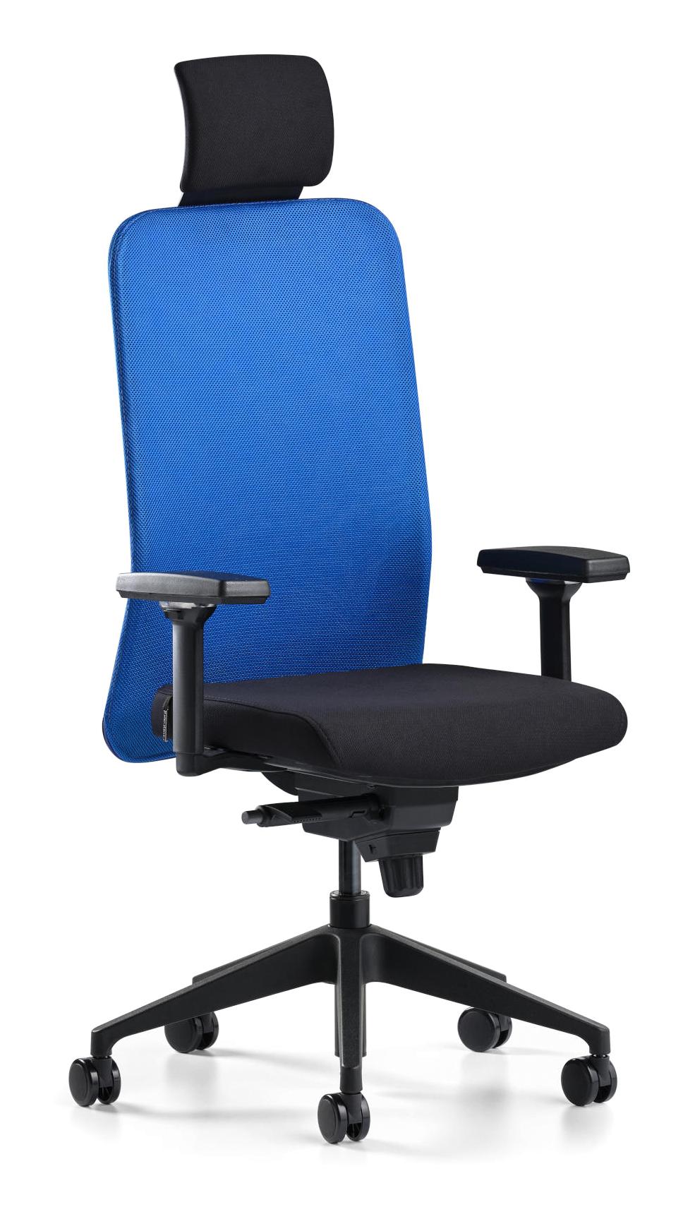 Bürotime Comfy Başlıklı Kolçaklı Dönerli Mavi-Siyah Çalışma Sandalyesi