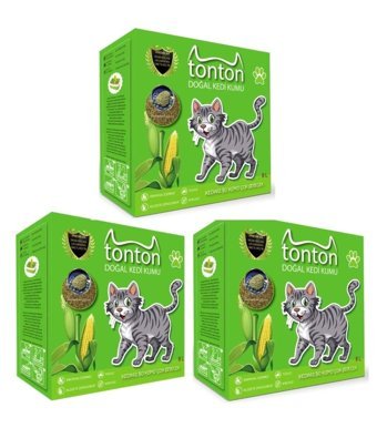 Tonton Mısır Koçanı Topaklanan İnce Taneli Aktif Karbonlu Organik Kedi Kumu 3x8 lt