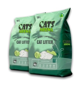 Cats Arena Premium Topaklanan İnce Taneli Aktif Karbonlu Bentonit Kedi Kumu 2x10 lt