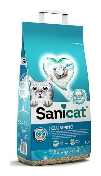 Sanicat Marsilya Sabun Kokulu Topaklanan İnce Taneli Aktif Karbonlu Bentonit Kedi Kumu 10 lt