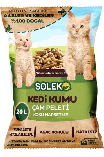 Soleko Ekonomik Boy İnce Taneli Çam Pelet Kedi Kumu 20 lt