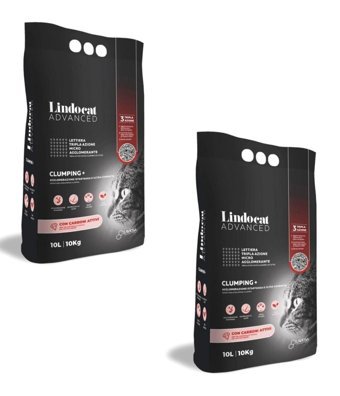 Lindo Cat Topaklanan İnce Taneli Aktif Karbonlu Bentonit Kedi Kumu 2x10 lt