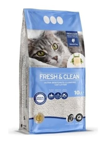 Fresh Marsilya Sabun Kokulu Topaklanan İnce Taneli Bentonit Kedi Kumu 10 lt