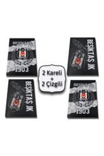 Beşiktaş Show A4 60 Yaprak Kareli Telli Yumuşak Kapak 4'lü Beşiktaş Okul Defteri