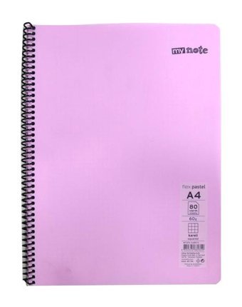 Mynote A4 80 Yaprak Kareli Telli Karton Kapak 1 Adet Okul Defteri Pembe
