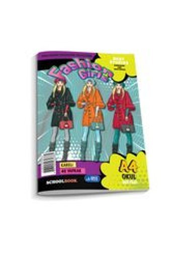 Umut Sweet Fun A4 40 Yaprak Kareli Dikişli Karton Kapak 4'lü Fashion Girls Okul Defteri