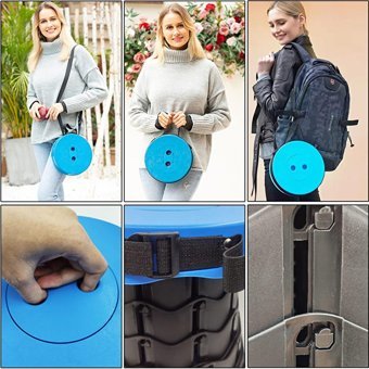 Teotake Plastik Katlanır Kamp Taburesi Mavi