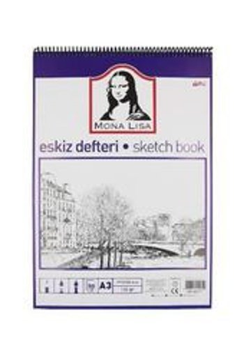 Südor N0113 A4 50 Yaprak Çizgisiz Telli Sert Kapak 1 Adet Mona Lisa Okul Defteri