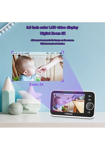 Vtimes VT50 Hareket Sensörlü Gece Görüşlü 5.0 inç Kablosuz Full HD Bebek Kamerası