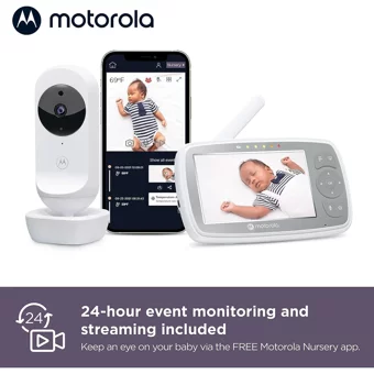Motorola VM44 Hareket Sensörlü Gece Görüşlü Dijital 4.3 inç Ekranlı Kablosuz HD Bebek Kamerası
