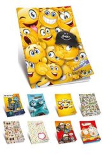 Çınar A5 40 Yaprak Kareli Dikişli Karton Kapak 24'lü Emoji Okul Defteri