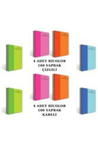 Faber Castell A4 100 Yaprak Kareli Telli Sert Kapak 8'li Okul Defteri