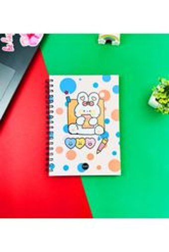 Gift Moda A5 200 Yaprak Çizgisiz Telli Sert Kapak 1 Adet Pen Rabbit Okul Defteri