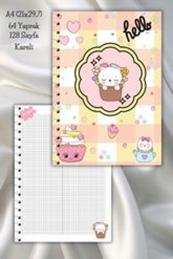 Daily Notebook A4 64 Yaprak Kareli Telli Sert Kapak 1 Adet Okul Defteri