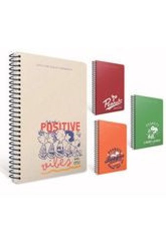 Gıpta Pastel Note A7 80 Yaprak Çizgili Telli Karton Kapak 4'lü Positive Vibes Okul Defteri