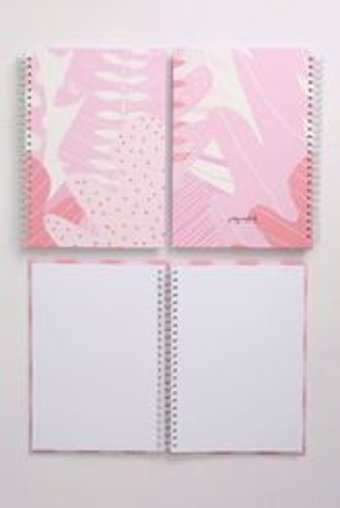 Paperlab A5 80 Yaprak Çizgisiz Telli Sert Kapak 2'li Yaprak Okul Defteri Pembe