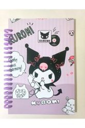 Kleeyiseviyorum A5 50 Yaprak Çizgisiz Telli Karton Kapak 1 Adet Sanrio Kuromi My Melody Okul Defteri