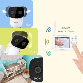Panasonic Hareket Sensörlü Gece Görüşlü Dijital 3.5 inç Ekranlı Kablosuz Bebek Kamerası