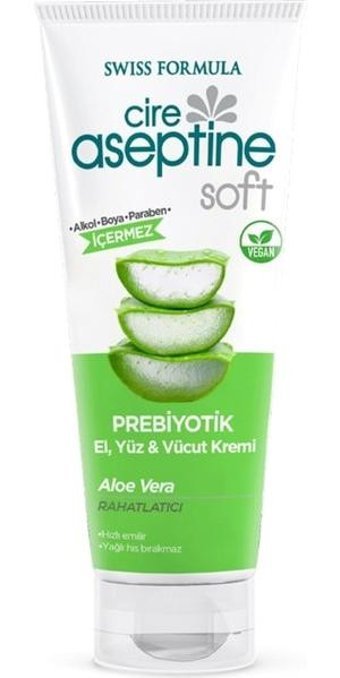Cire Aseptine Rahatlatıcı Besleyici Prebiyotikli Aloe Veralı Tüm Ciltler Vegan Parfümsüz El Kremi 75 ml