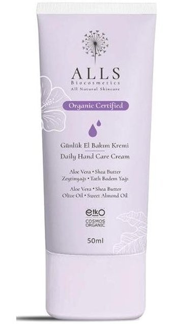 Alls Biocosmetics Aloe Veralı-Bademli-Zeytinyağlı Tüm Ciltler Organik Parfümlü El Kremi 50 ml