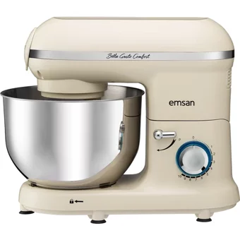 Emsan Bella Gusto Comfort Aliminyum Döküm 1300 W 5.5 lt Stand Hamur Yoğurma ve Mutfak Şefi Krem