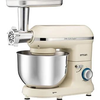 Emsan Bella Gusto Comfort Aliminyum Döküm 1300 W 5.5 lt Stand Hamur Yoğurma ve Mutfak Şefi Krem