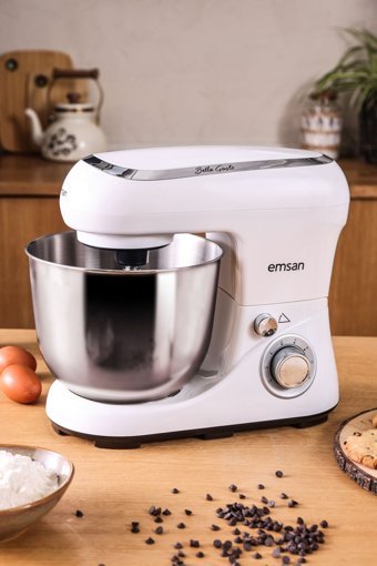 Emsan Bella Gusto Aliminyum Döküm 1300 W 5 lt Stand Hamur Yoğurma ve Mutfak Şefi Beyaz