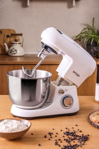 Emsan Bella Gusto Aliminyum Döküm 1300 W 5 lt Stand Hamur Yoğurma ve Mutfak Şefi Beyaz