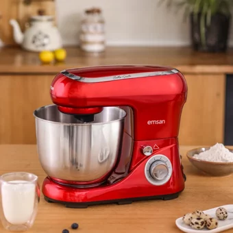 Emsan Bella Gusto Aliminyum Döküm 1300 W 5 lt Stand Hamur Yoğurma ve Mutfak Şefi Kırmızı