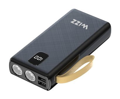 Wizz WP024S 20000 mAh Hızlı Şarj Işıklı Dijital Göstergeli USB Type C Çoklu Bağlantı Kablolu Powerbank Siyah