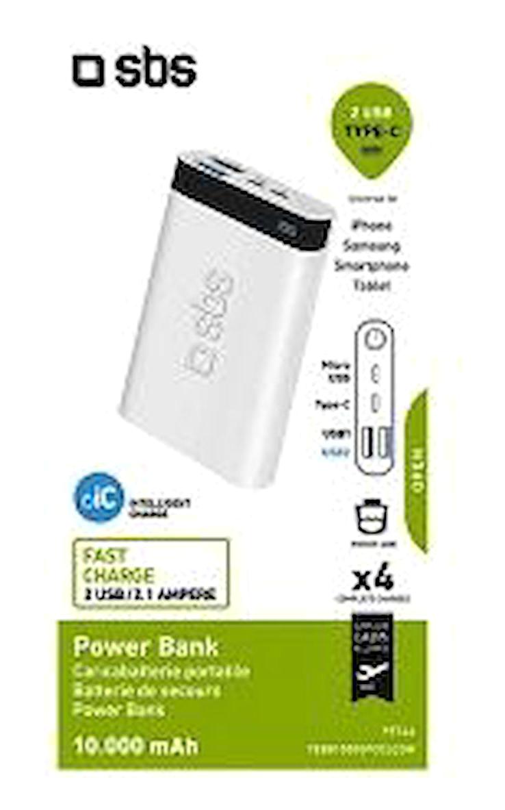 Global İntelligent 10000 mAh Hızlı Şarj Dijital Göstergeli USB Type C Çoklu Bağlantı Kablolu Powerbank Siyah