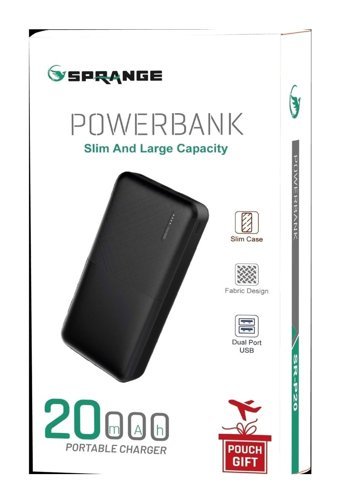 Sprange Sr-p20 20000 mAh USB Type C Kablosuz Powerbank Siyah
