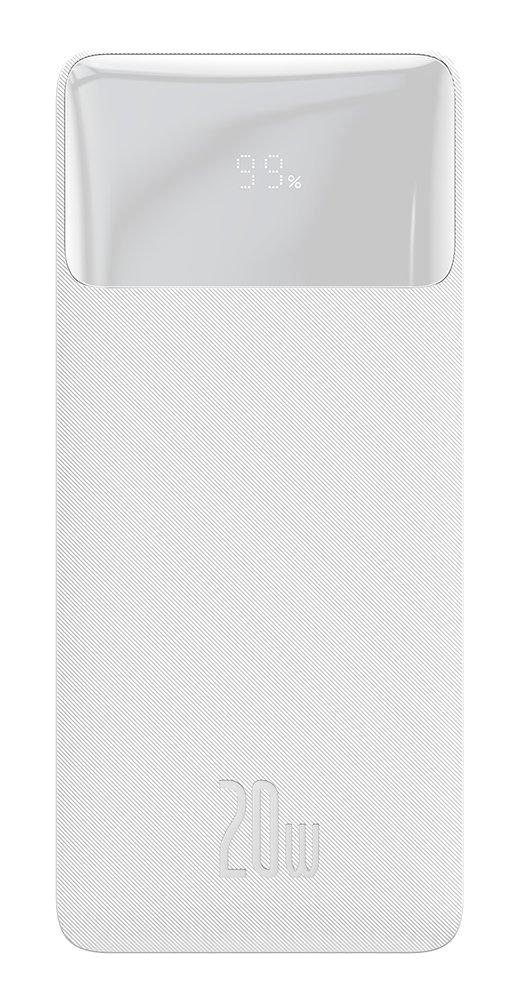 Baseus Bipow 20000 mAh Hızlı Şarj Dijital Göstergeli Micro USB Çoklu Bağlantı Kablosuz Powerbank Beyaz