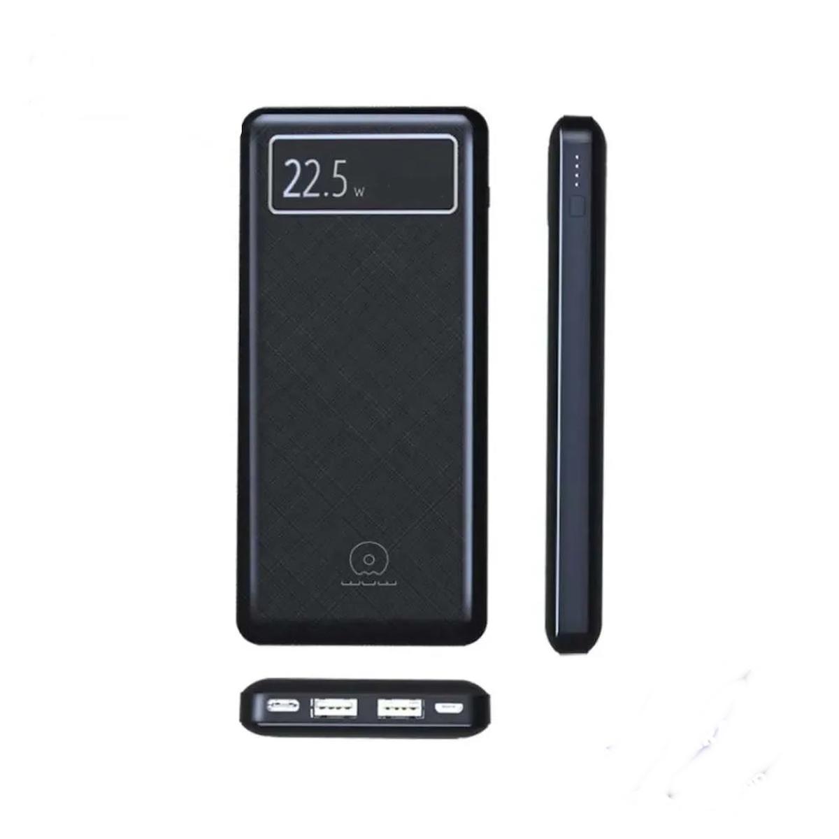 Pmr Wuw 20000 mAh Hızlı Şarj Dijital Göstergeli Micro USB Çoklu Bağlantı Kablolu Powerbank Siyah