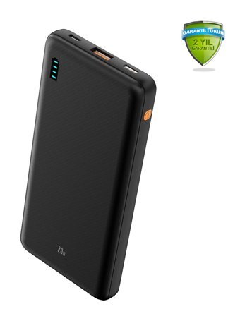 Robeve 10000 mAh Hızlı Şarj Dijital Göstergeli Micro USB Çoklu Bağlantı Kablosuz Powerbank Siyah