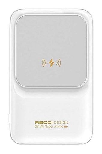 Recci Rpb-w10 10000 mAh Hızlı Şarj Mıknatıslı Dijital Göstergeli USB Type C Kablolu Powerbank Beyaz