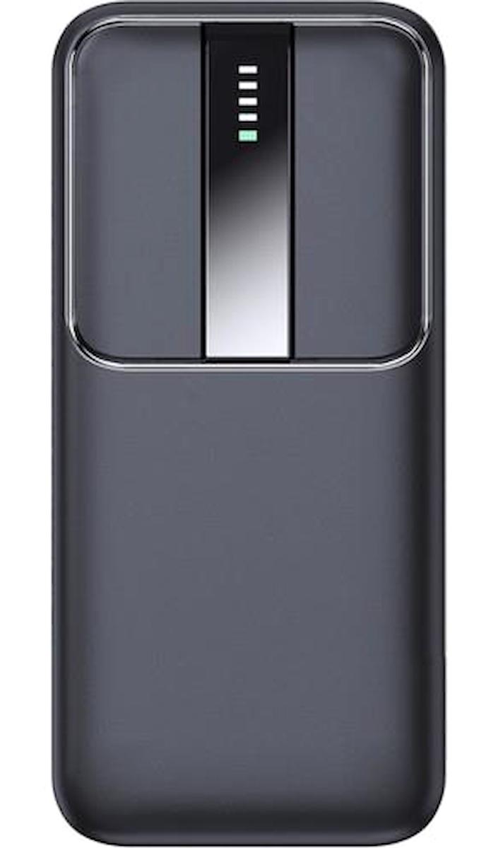 Dexim X-02 20000 mAh Hızlı Şarj Dijital Göstergeli USB Type C Çoklu Bağlantı Kablosuz Powerbank Siyah