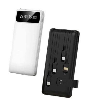 Bella Markt Premium 20000 mAh Hızlı Şarj Dijital Göstergeli Micro USB & Lightning Çoklu Bağlantı Kablolu Powerbank Siyah