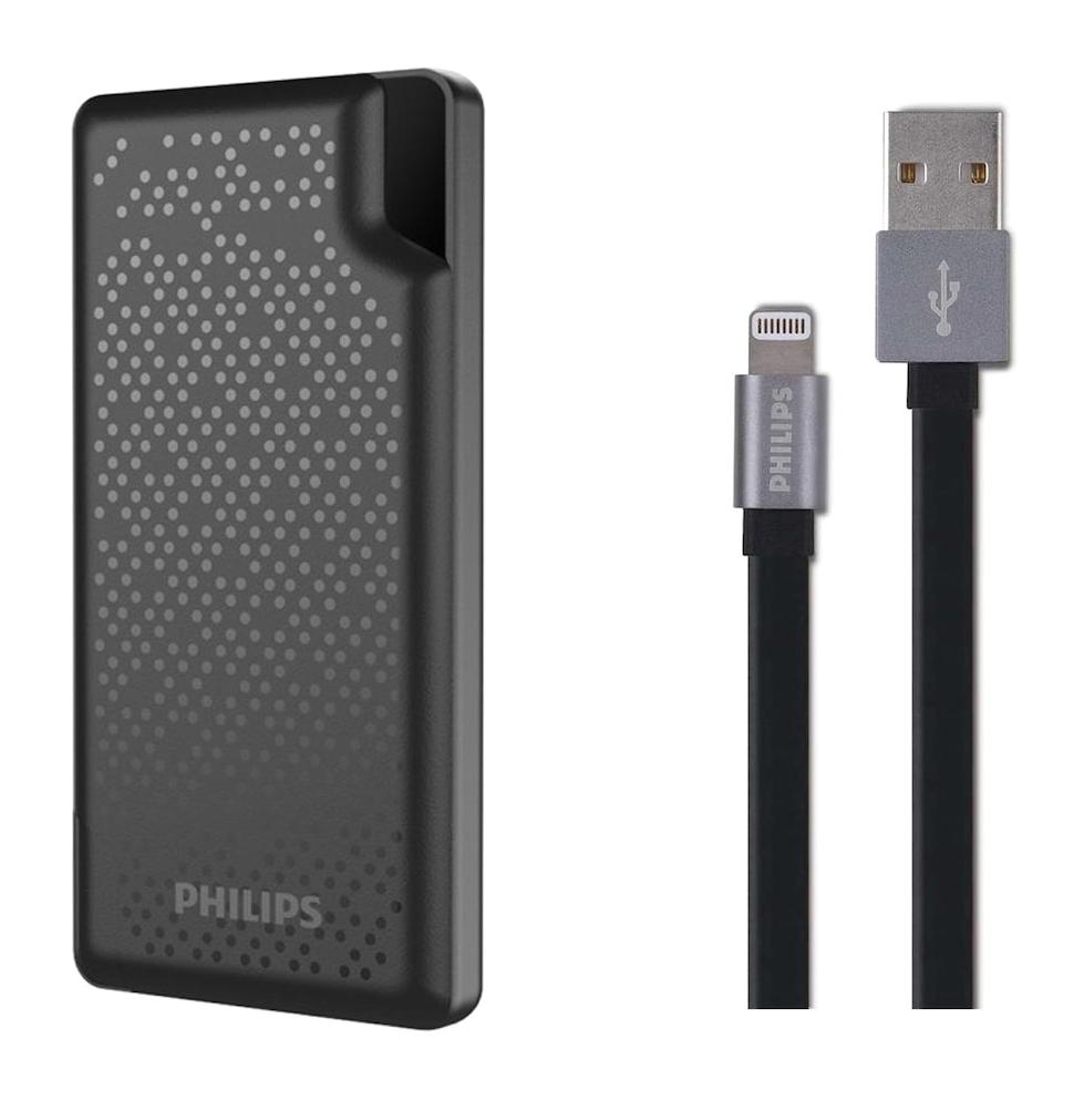 Philips DLP2010NB/62+DLC2508F/97 10000 mAh Dijital Göstergeli Micro USB Çoklu Bağlantı Kablolu Powerbank Siyah