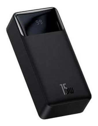 Baseus Bipow 30000 mAh Hızlı Şarj Dijital Göstergeli Micro USB Çoklu Bağlantı Kablosuz Powerbank Siyah
