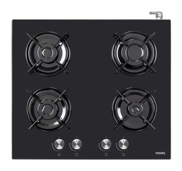 Vestel SO-6114 S Doğalgazlı Cam 4 Gözlü Siyah Set Üstü Ocak