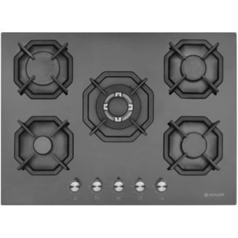 Eminçelik AH 2250 SD BW BG70 Doğalgazlı Cam 5 Gözlü Wok Gözü Siyah Ankastre Ocak