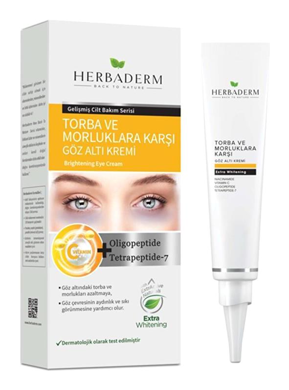 Herbaderm Morluklara Karşı Bakım Doğal Tüm Ciltler İçin C Vitaminli Göz Çevresi Krem Tüp 15 ml