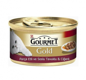 Gourmet Gold Ciğerli Tavuklu Soslu Yetişkin Yaş Kedi Maması 85 gr