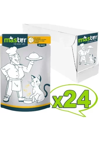 Master Yetişkin Tavuklu Soslu Yaş Kedi Maması 24x80 gr